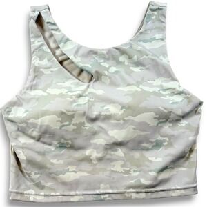 Mono B Camo Cutout Sports Bra Sage Green Camouflage Crop Top AT-B0608 Large
